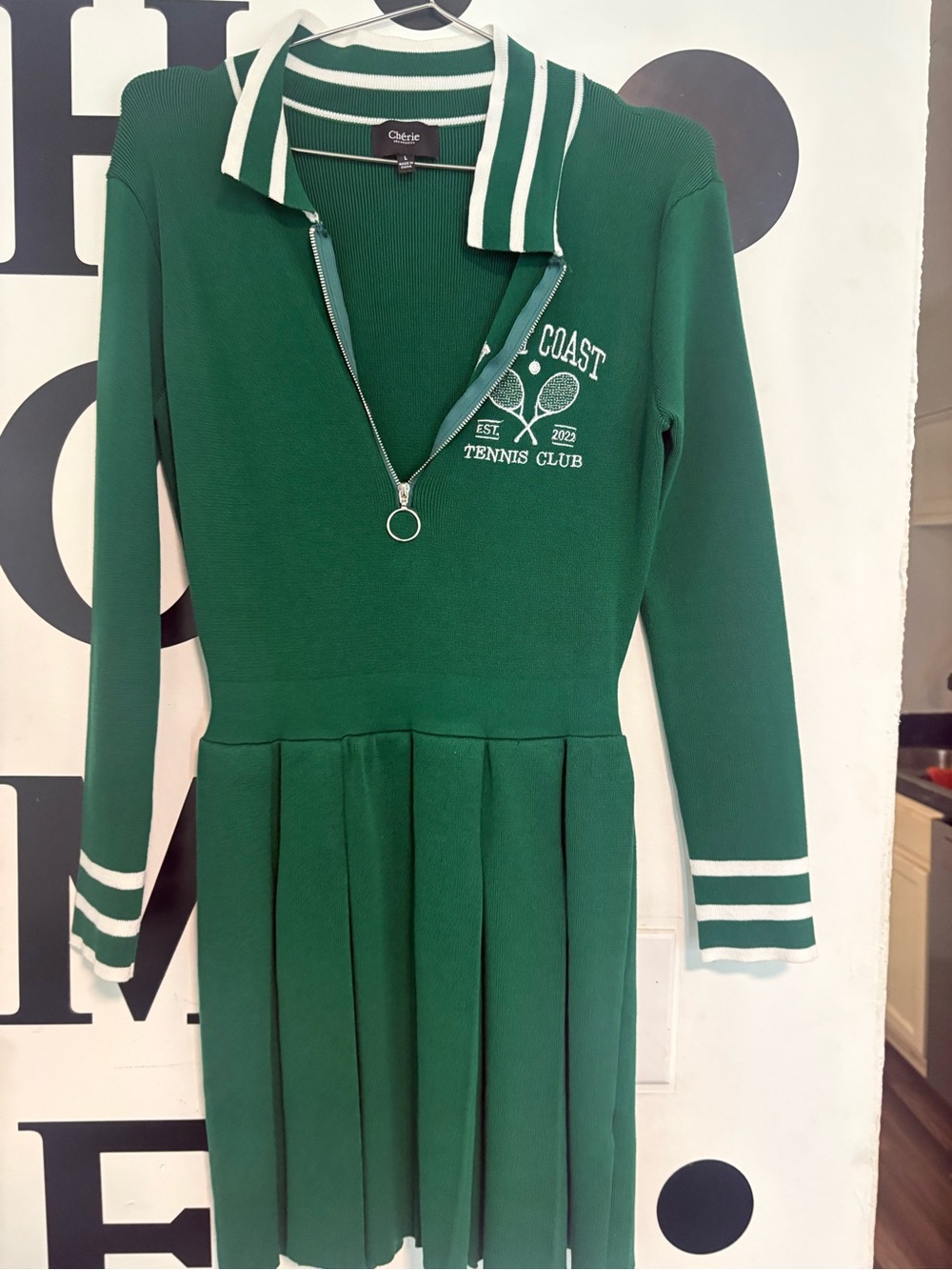 Green Tennis-Style Pleated Kids Dress